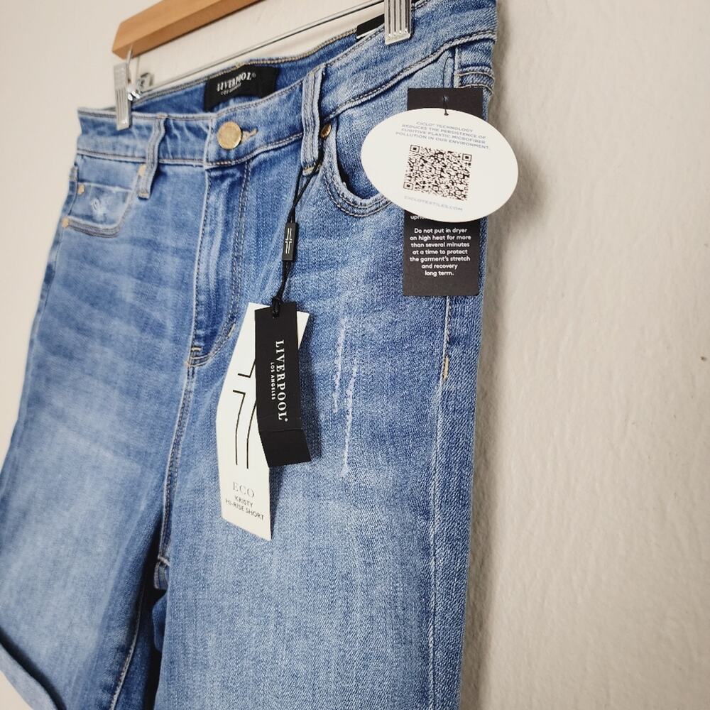 Liverpool Kristy Hi-Rise Denim Bermuda Shorts Stretch Rolled Cuff NWT - 6/28 - Picture 9 of 10